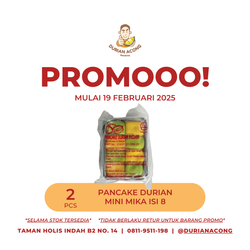 

PROMO - 2PCS Pancake Durian Mini Mika isi 8