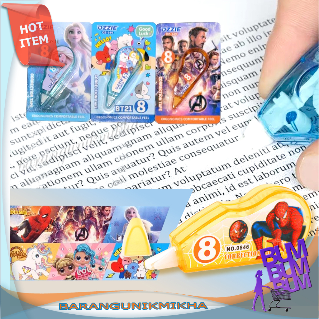 

Tipe X Mini Karakter Correction Tape Size 8 Pita Roll Kertas - BUM