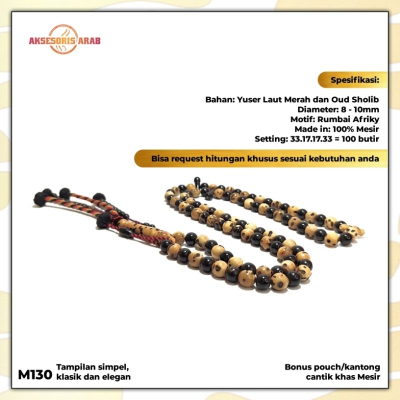 Tasbih Yuser Laut Merah Mix Oud Sholib Asli Mesir