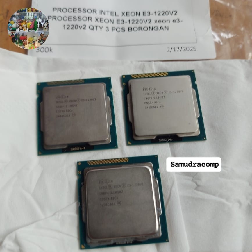 PROCESSOR INTEL XEON E3-1220V2, PROCESSOR XEON E3-1220V2, XEON E3-1220V2 QTY 3 PCS BORONGAN