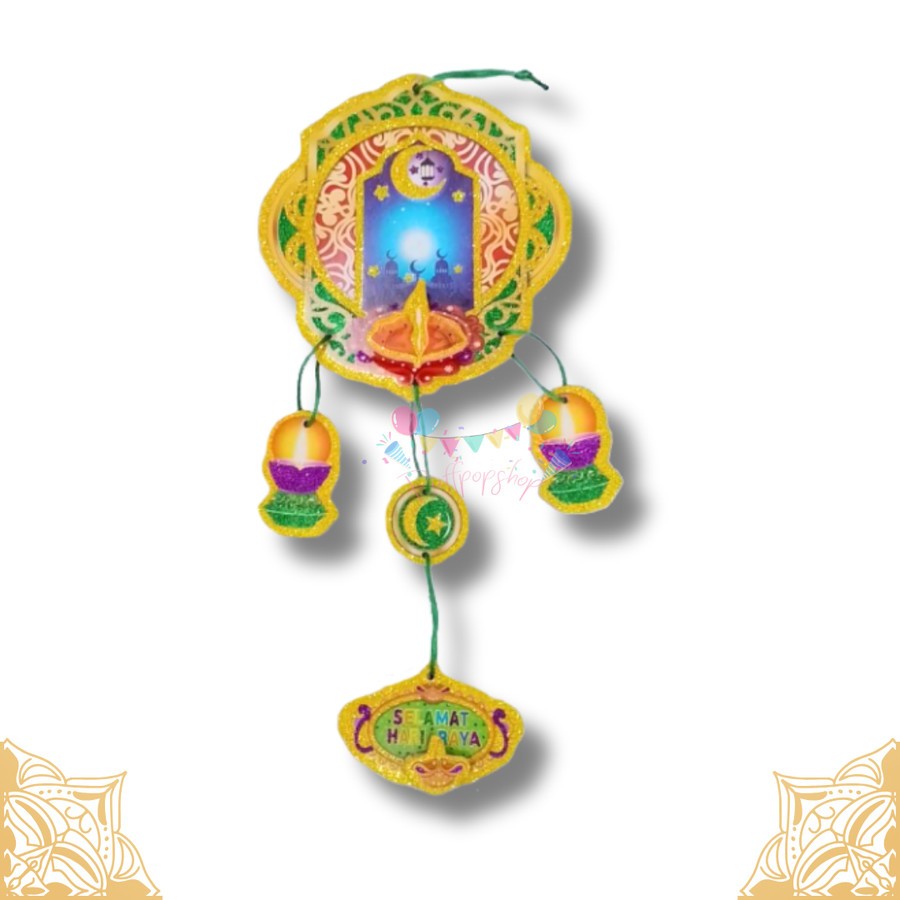 Hiasan Gantung Idul Fitri 2 susun Bulan Bintang / Hiasan Dekorasi Lebaran Bulan Bintang