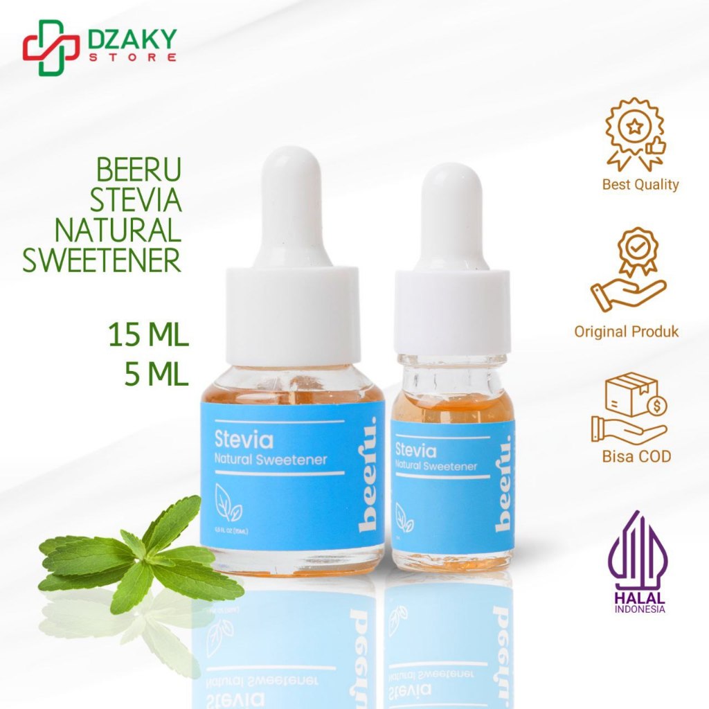 

Beeru Stevia Natural Sweetener Pemanis Alami 0 Kalori SehatTanpa Gula - Pengganti Gula Diabetes - 15mL & 5mL