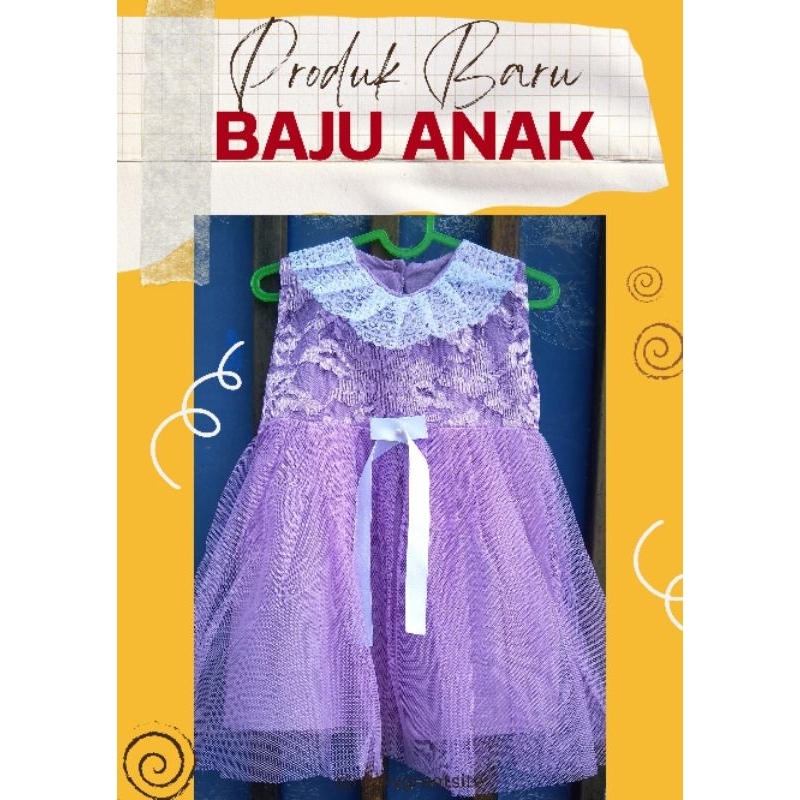 Dress Dres Anak Full Brokat Brukat Tulle / Tile , Baju Muslim Anak Perempuan, Dress Gaun Pesta