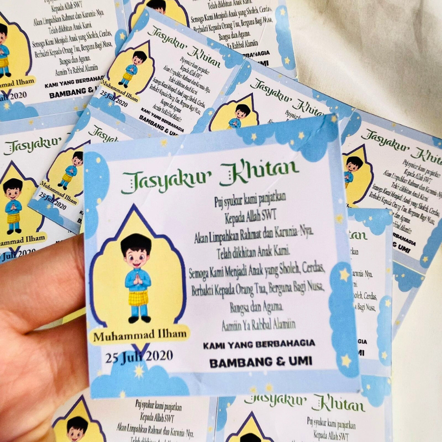 

2-6 Stiker Khitan / Tasyakuran Walimatul Khitan Bulat Custom Unik bentuk kotak