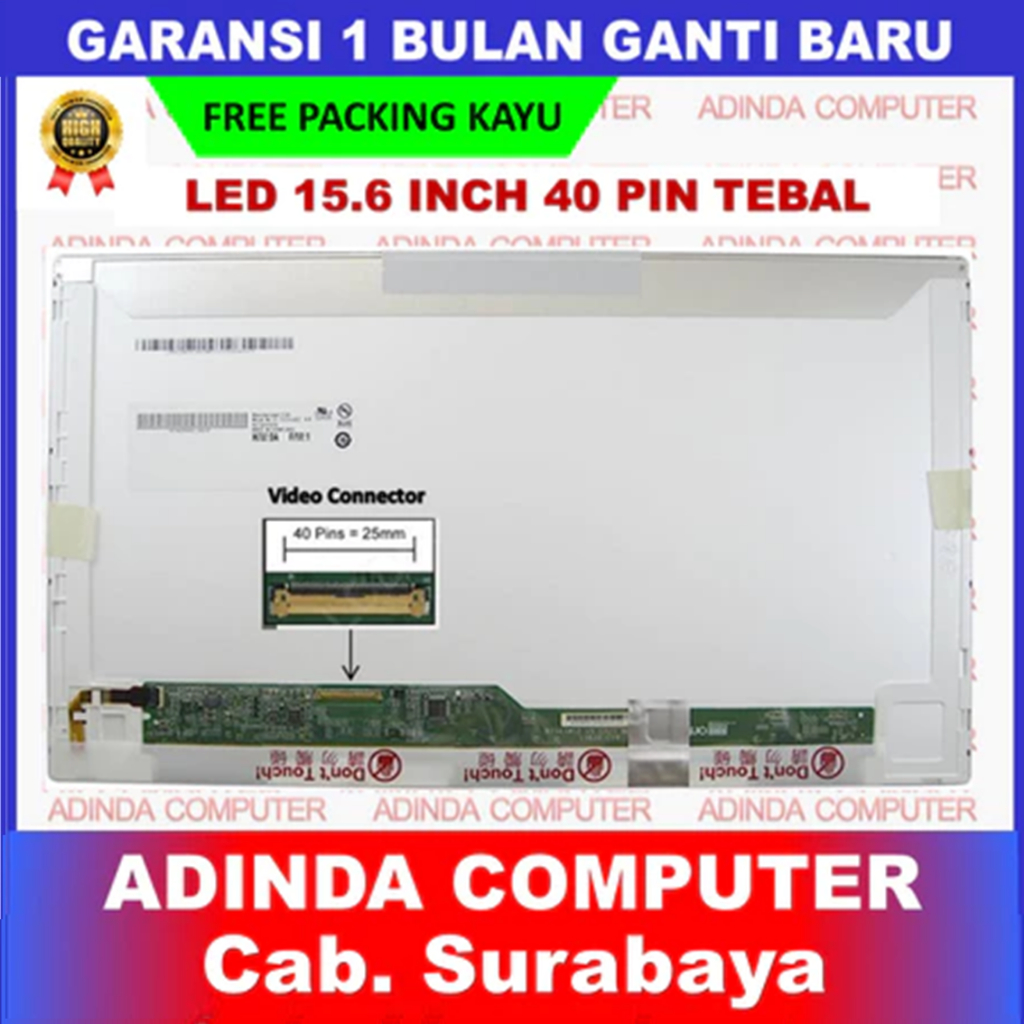 LCD LED Fujitsu Lifebook A550/BW A561/D A561/C 15.6 15 Inch 40 Pin 40pin HD Tebal No Bracket Kuping 