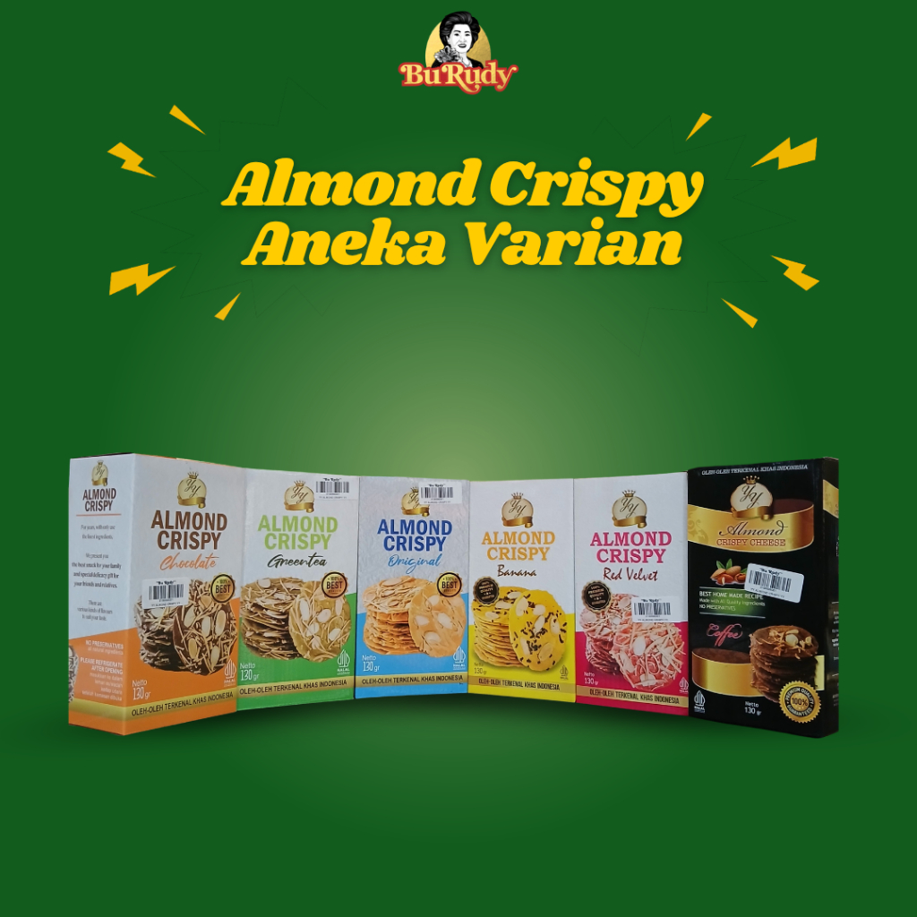 

YY Almond Crispy Aneka Varian | Camilan Almond Crispy Aneka Rasa 130gr