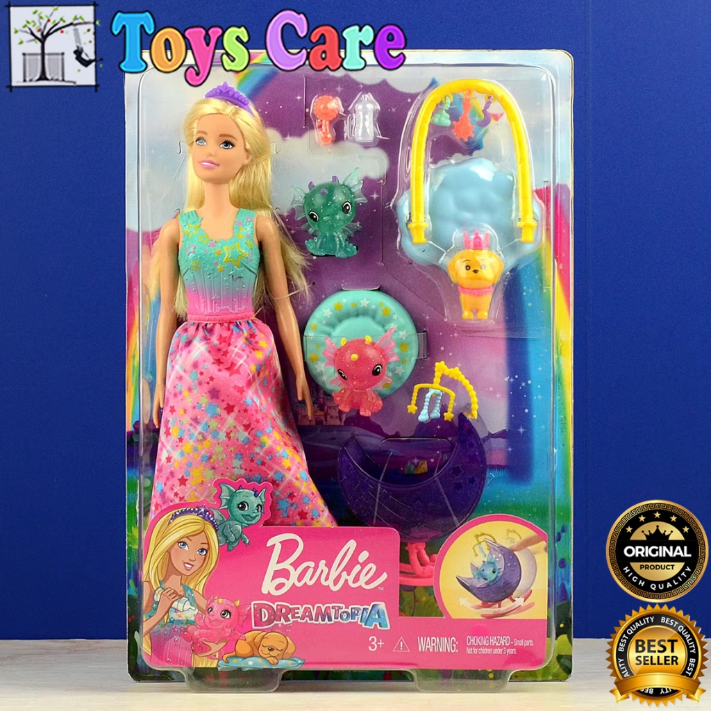 Barbie Dreamtopia Princess Dragon Nursery and Fairy Tea Party Playset Original Mattel