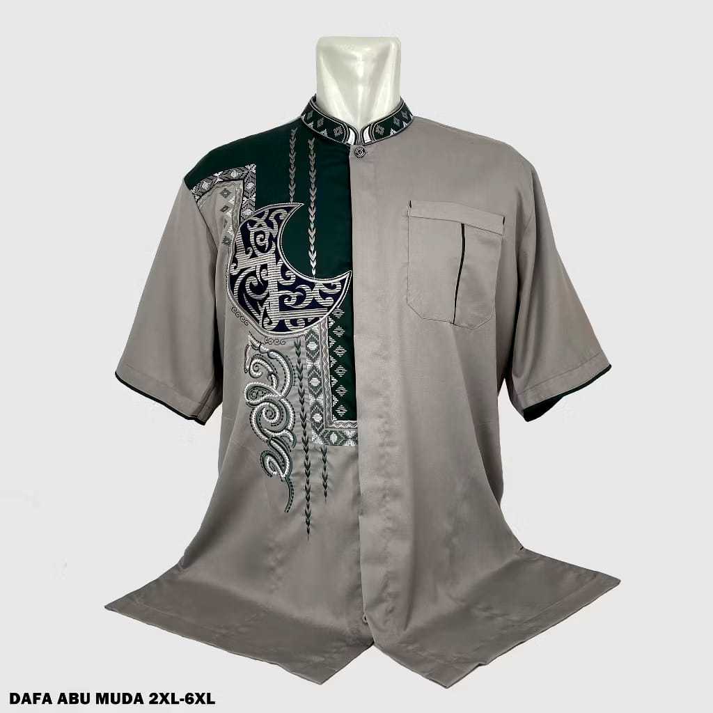 Baju Koko Muslim Terbaru Lengan Pendek Bordir DAFA jumbo/Kaos Kutang Polos