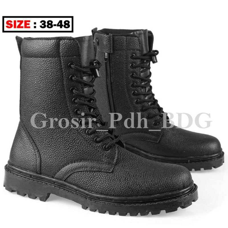 Sepatu Pdl Kulit Jeruk Tali Resleting Size 38-48 Dinas Security Linmas