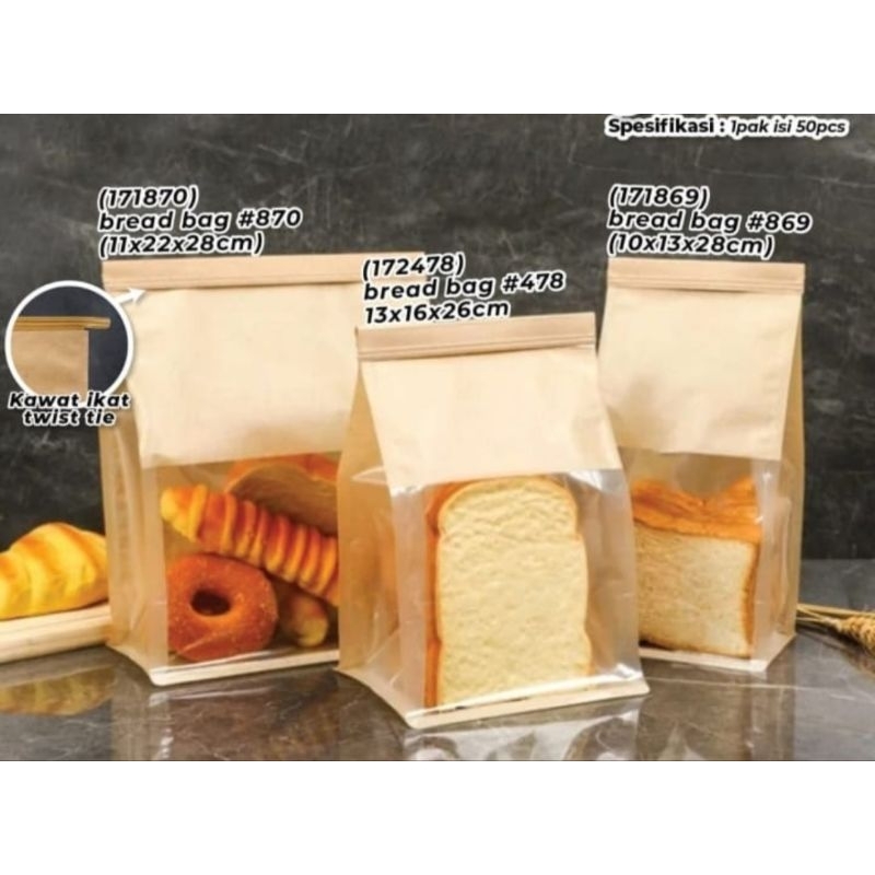 

Bread Bag dengan twist tie per 10 pcs
