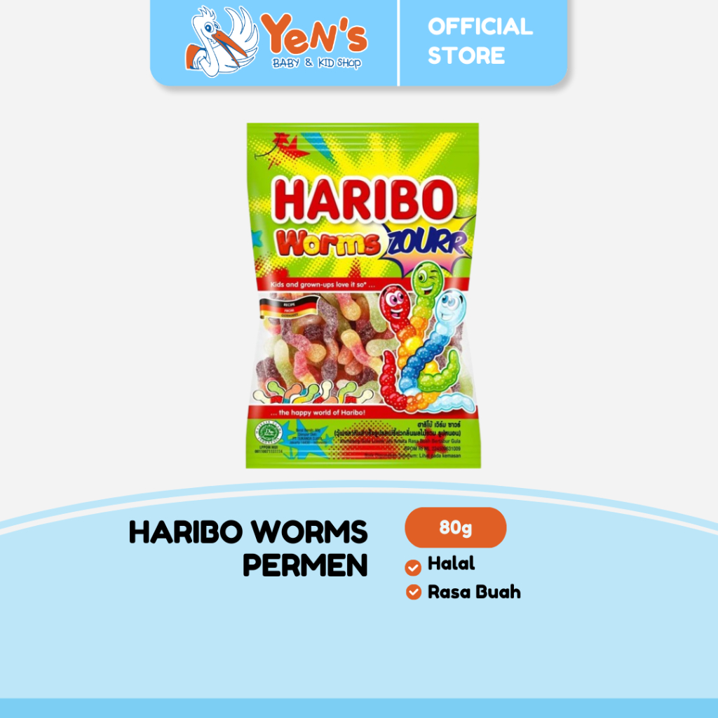 

Haribo Worms Zourr Jelly 80g - Permen Jeli HALAL