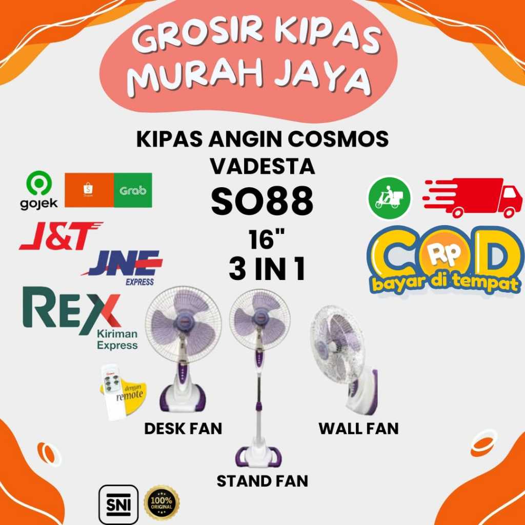 Kipas Angin Cosmos 16-SO88 3 in 1 Wadesta 16 Inch Menggunakan Remot