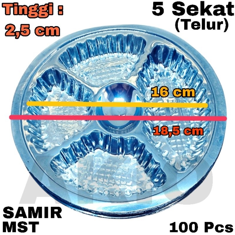 Mika Plastik Bulat Wadah Nasi Sekat 5 Telur SAMIR MST 100 Pcs GLX Hajatan Lauk Wakul Besek Selametan