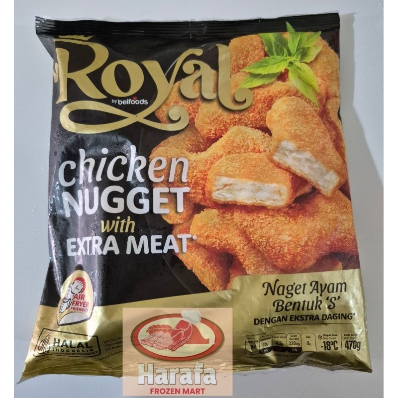 

ROYAL BELFOODS CHICKEN NUGGET WITH EXTRA MEAT BENTUK 'S' 470G