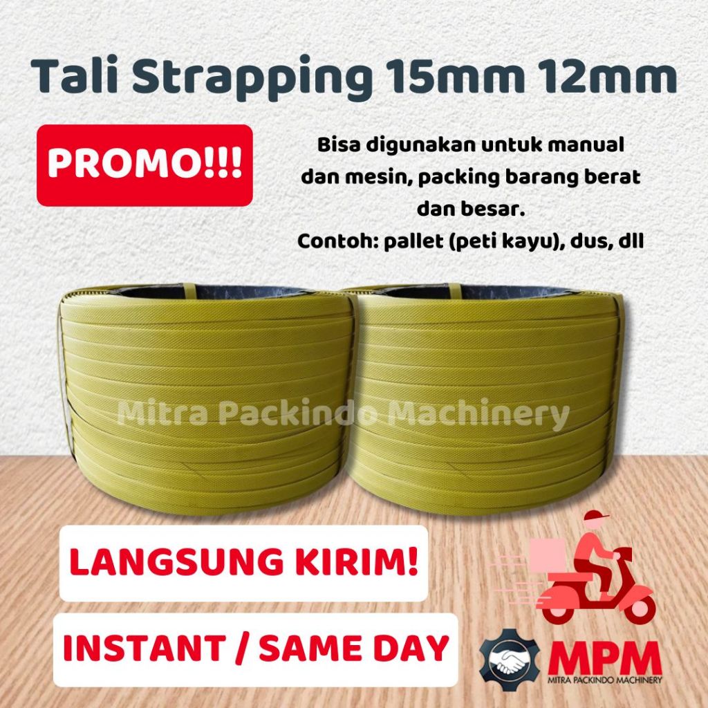 

[INSTANT ONLY] Tali Strapping Roll Tebal 15mm Packing Kayu Warna Kuning