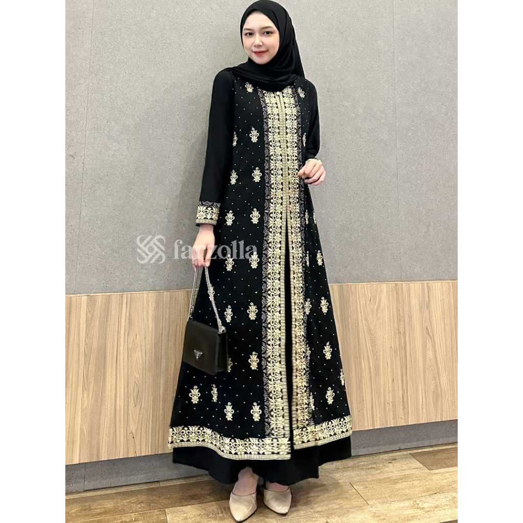 ABAYA HAWA 382 FARZOLLA - Gamis Busana Wanita Muslim Mewah Elegan Kekinian