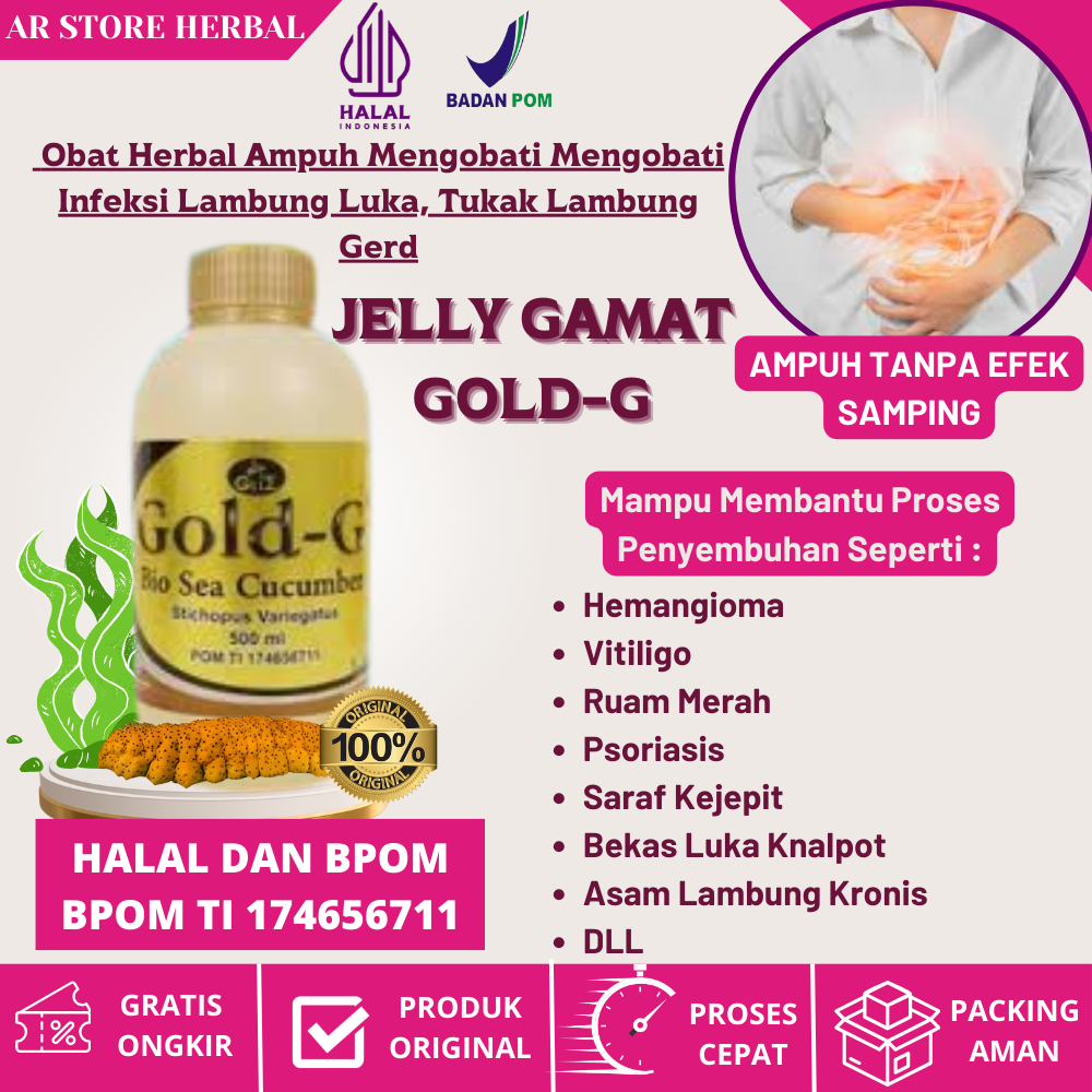 GOLD-G Obat Lambung Paling Ampuh | Mengobati Infeksi Lambung Luka, Tukak Lambung Gerd, Anxiety Tiens