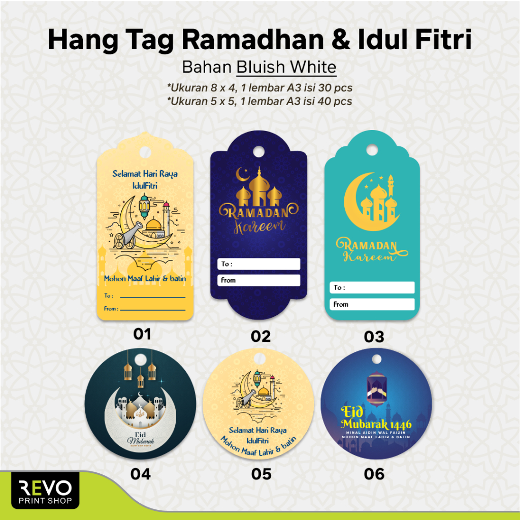 

Cetak Hang Tag Lebaran isi 30 pcs-40pcs /Tag Idul Fitri/label kemasan/Tag Lebaran/Tag Ramadhan