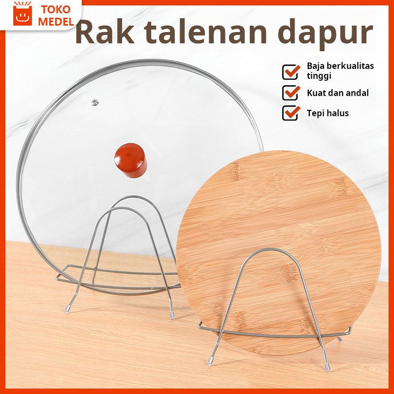 Rak penutup panci stainless steel untuk dapur, rak penyimpanan talenan rumah tangga, rak pembuangan 