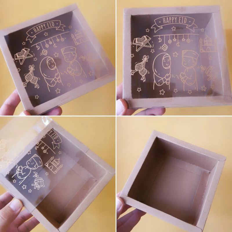 

( 5 Pcs ) Kardus Lebaran Teabl Box Mika Design Happy Eid Ukuran 11x11x6 cm Free Tag Idul Fitri