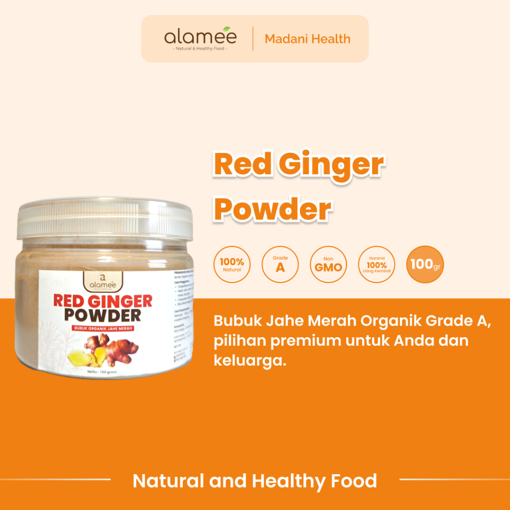 

ALAMEE Red Ginger Powder Premium Minuman Jahe Merah Bubuk Tanpa Campuran Sehat Serbuk Minuman 100gr