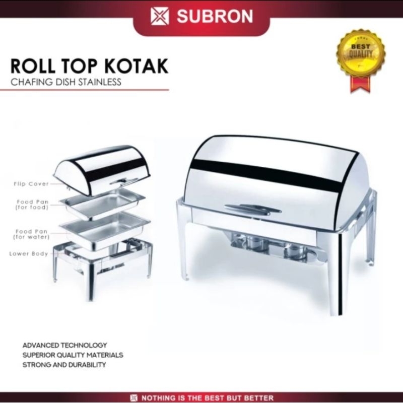 SUBRON Roll top 9L tutup stainless chafer chafing dish stainless steel wadah prasmanan