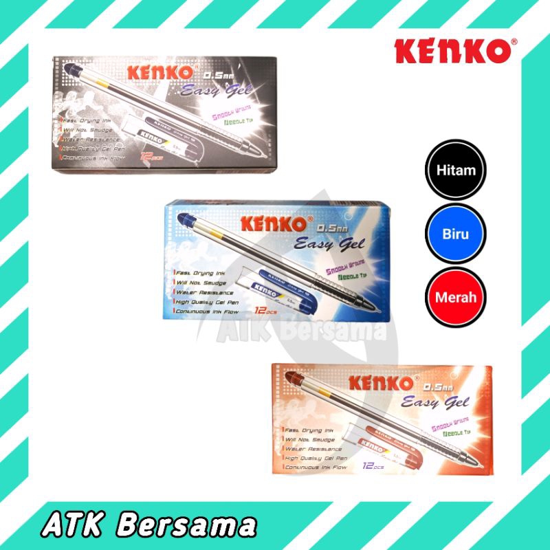 

Pulpen Kenko Easy Gel 0.5 mm / Pen Easy Gel High Quantity Gel Pen 12 Pcs