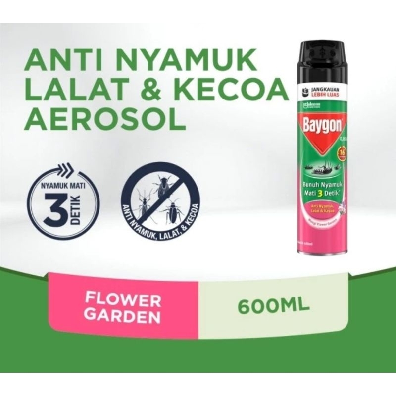 Baygon Semprotan Anti Nyamuk Lalat Flower Garddn 600ml Bonus