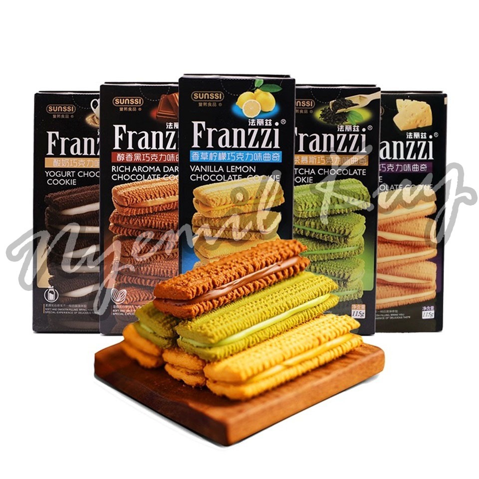 

[1 BOX] Biscuit Sunssie Aneka Rasa - Franzzi Sunssie Pack Box - Franzzi Cookies 115g - Franzzi Biscuit Mini - Biskuit Sunssi Franzzi 法丽兹 夹心曲奇饼干 醇香黑巧克力 抹茶慕斯巧克力 芝士巧克力 香草柠檬巧克力 酸奶巧克力