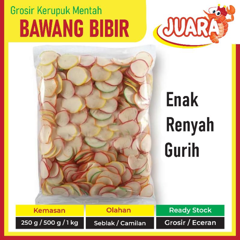 

Kerupuk Seblak dan Camilan Bawang Bibir Mini Mentah Enak Gurih Renyah