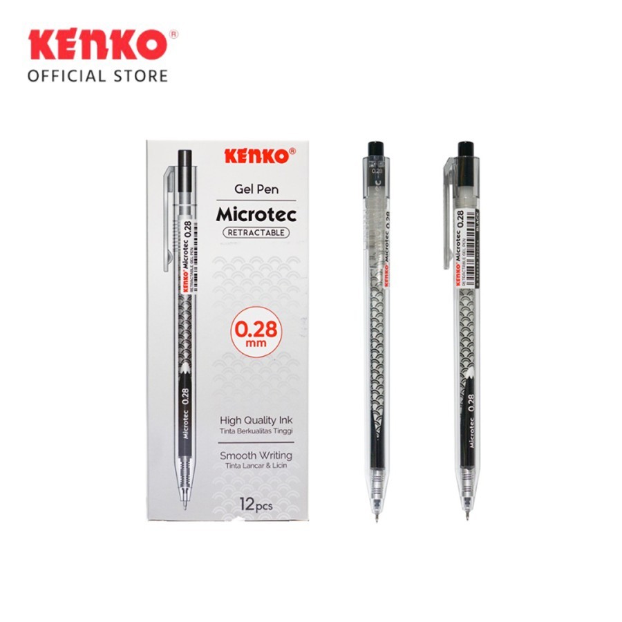 

Kenko Gel Pen Microtec 0.28mm Retractable HITAM Original (12 PCS) / Ballpoint Bolpen Pulpen Gel Kenko Microtech 0.28mm Retractable HITAM Per Lusin
