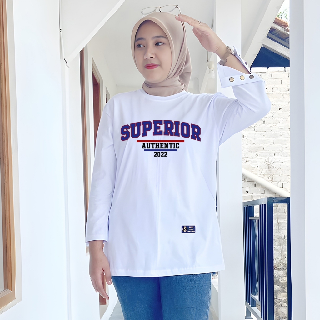 kaos panjang wanita kaos lengan panjang jumbo kaos motif cewek lengan panjang variasi kancing inara