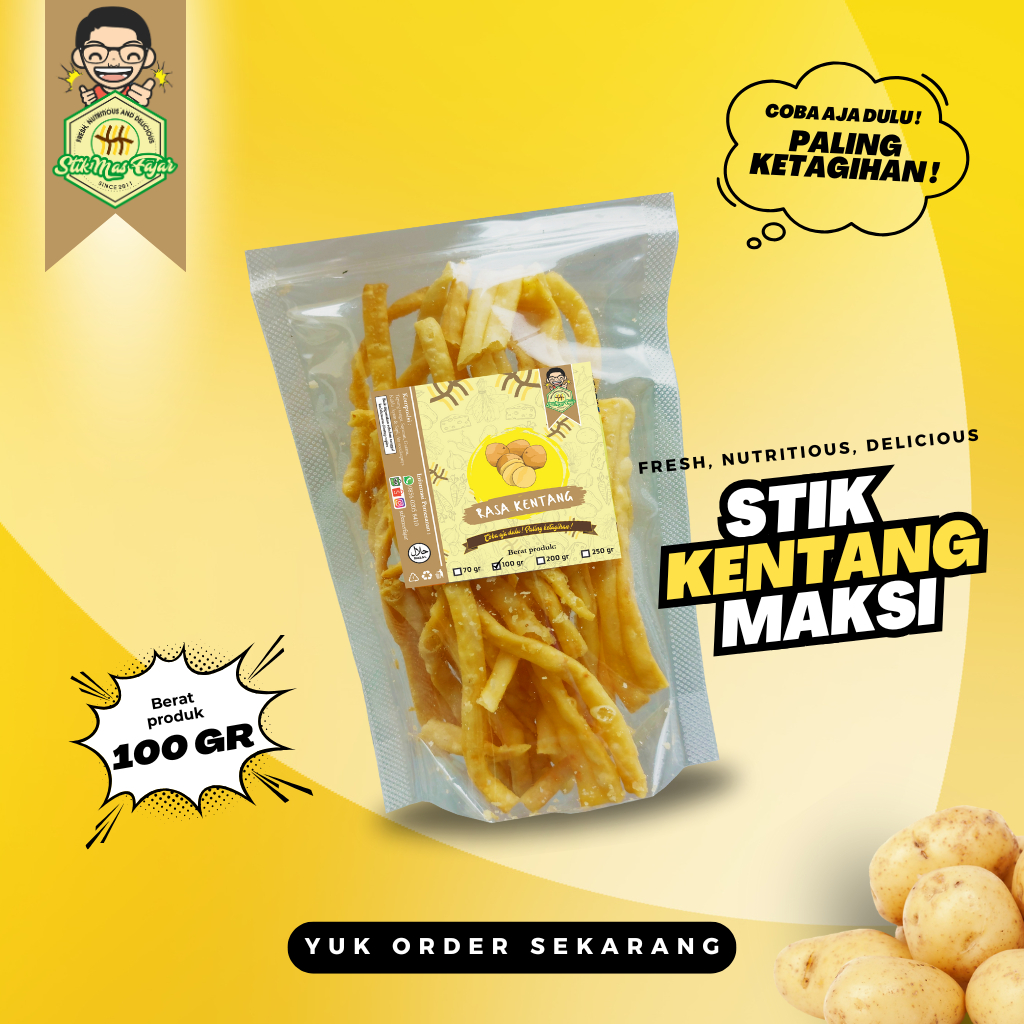 

[PLASTIK - 100 GRAM] STIK KENTANG Mas Fajar Camilan 100% Halal - Coba aja dulu ! Paling ketagihan !