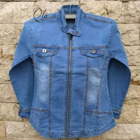 Jaket Jeans Dewasa Model Sanghai / Jaket Denim Cewek Wanita Perempuan Viral Stretch Biru Nyaman