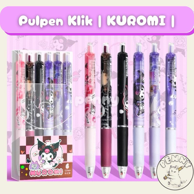 

Pulpen Gel KUROMI SANRIO [1 PCS] Klik Mekanik 0.5mm Original Lucu Murah Cepat Kering