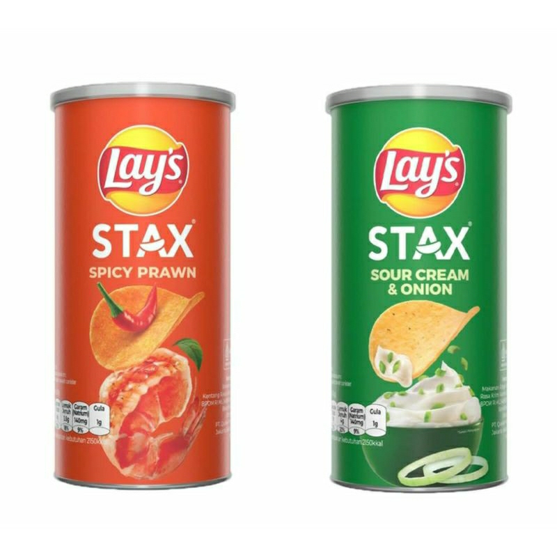 

BARU! COMEBACK! Lay's Stax Keripik Kentang Rasa Sour Cream & Onion/ Spicy Prawn Udang Pedas 70 g