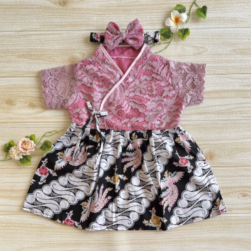 Dress Korean Style Anak / Hanbok Anak / Hanbok Batik / Hanbok Bayi Dusty Pink