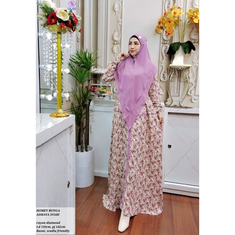 HOMEDRESS SYARI BUNGA ASMAYA/BY ASMAYA/DAILY SYARI