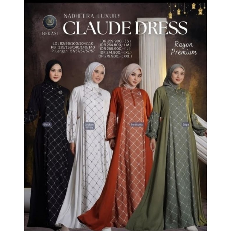 NADHEERA LUXURY CLAUDE DRESS GAMIS KEKINIAN SIMPLE ELEGAN MODIS