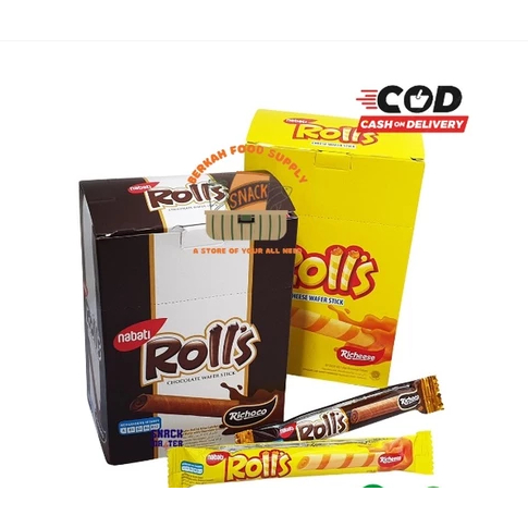 

Nabati ROLLS Box 20 pcs x 8 gr Roll’s Cheese Chocolate Richeese Coklat Keju Snack Cemilan Anak