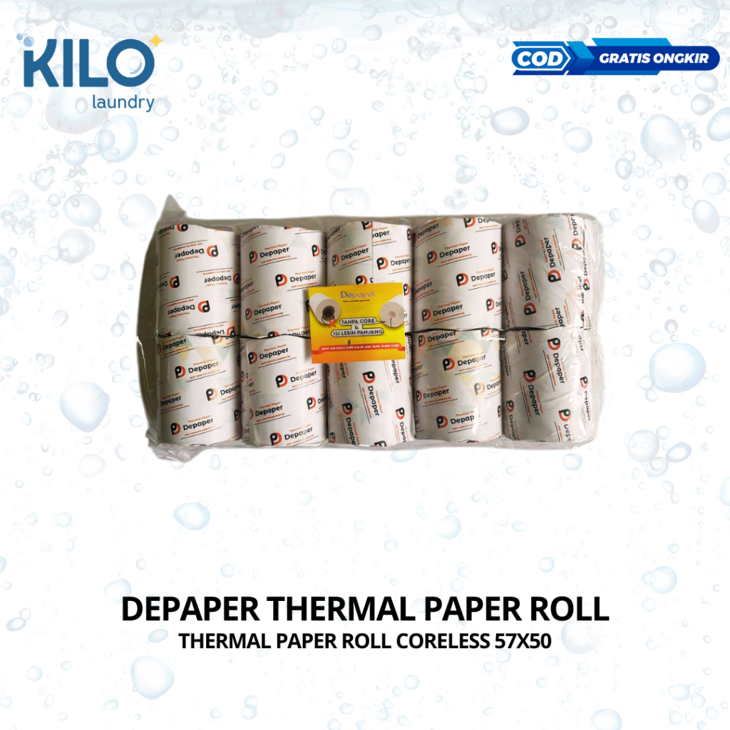 

Depaper Kertas Thermal Struk Kasir 57X50 Satuan Atau Eceran Roll High Quality