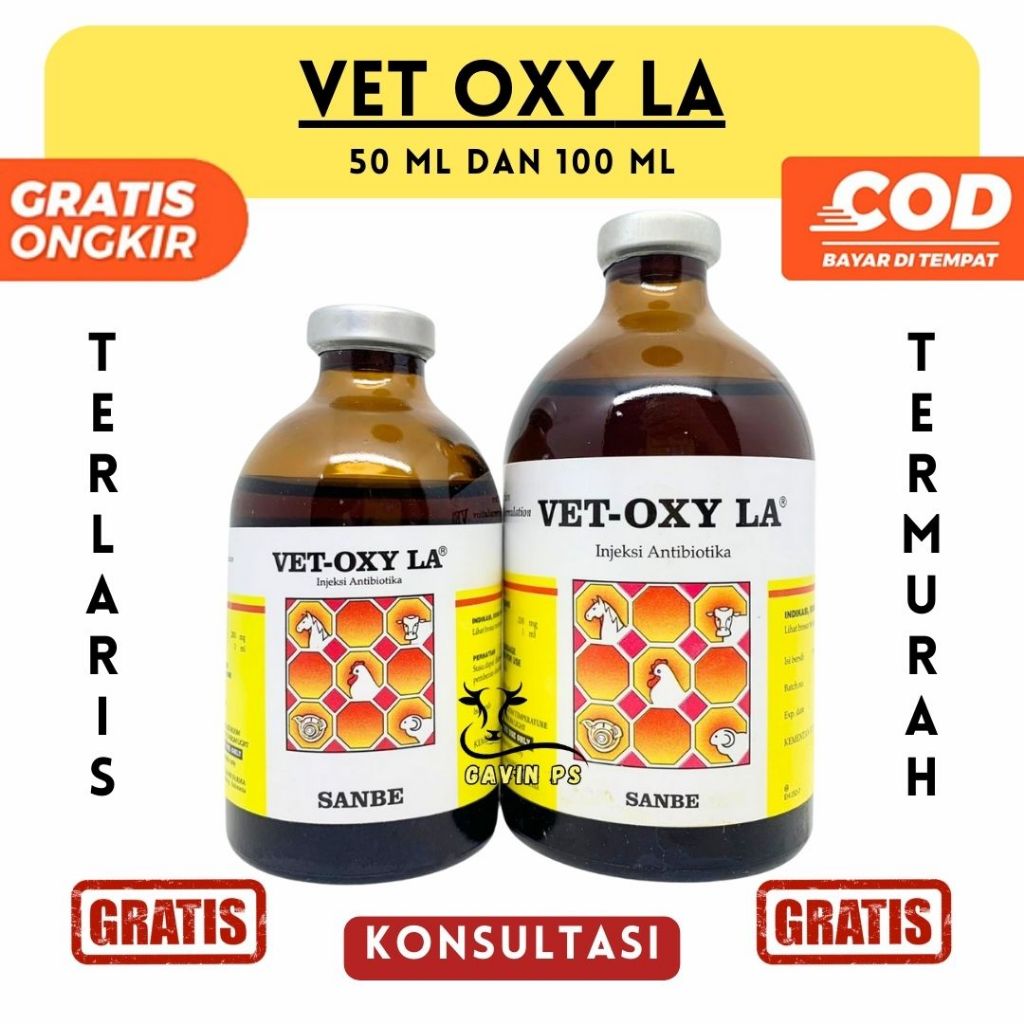 VET OXY LA 50ml & VET OXY LA 100ml SANBE - Obat Antibiotik Hewan Spektrum Luas