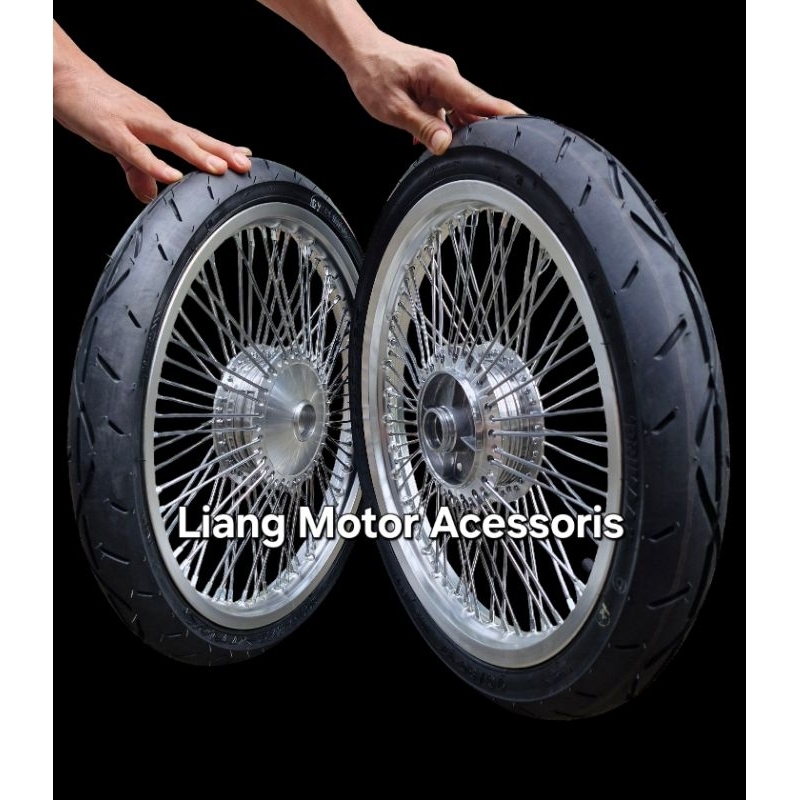 Sepaket Velg VRossi Ring 17 Tromol Set Custom Jari2 Seribu Plus Ban - SupraX100/110cc/Astrea/Grand/L