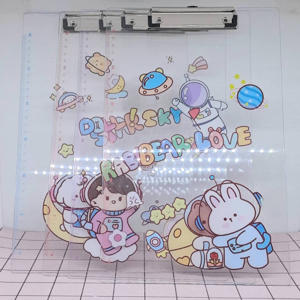 

Papan Jalan Dada Clip Board Ujian F4 Bening Transparan Fancy Space Princess Chibi Girl