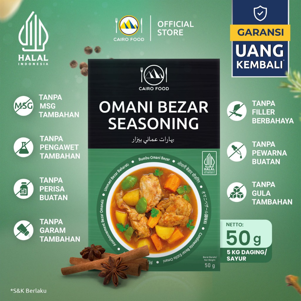 

Bumbu Omani Bezar Sehat – Tanpa MSG, 100% Rempah Murni | Cairo Food