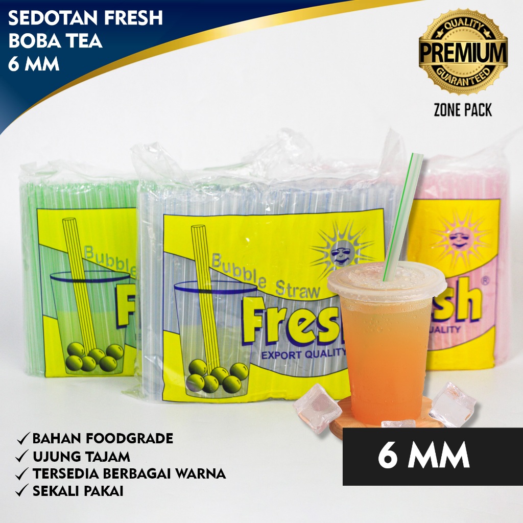 [238 PCS] Sedotan Plastik Boba 6 MM |Sedotan Bubble Tea Boba  | Sedotan Lancip Minuman Ice Juice Jus