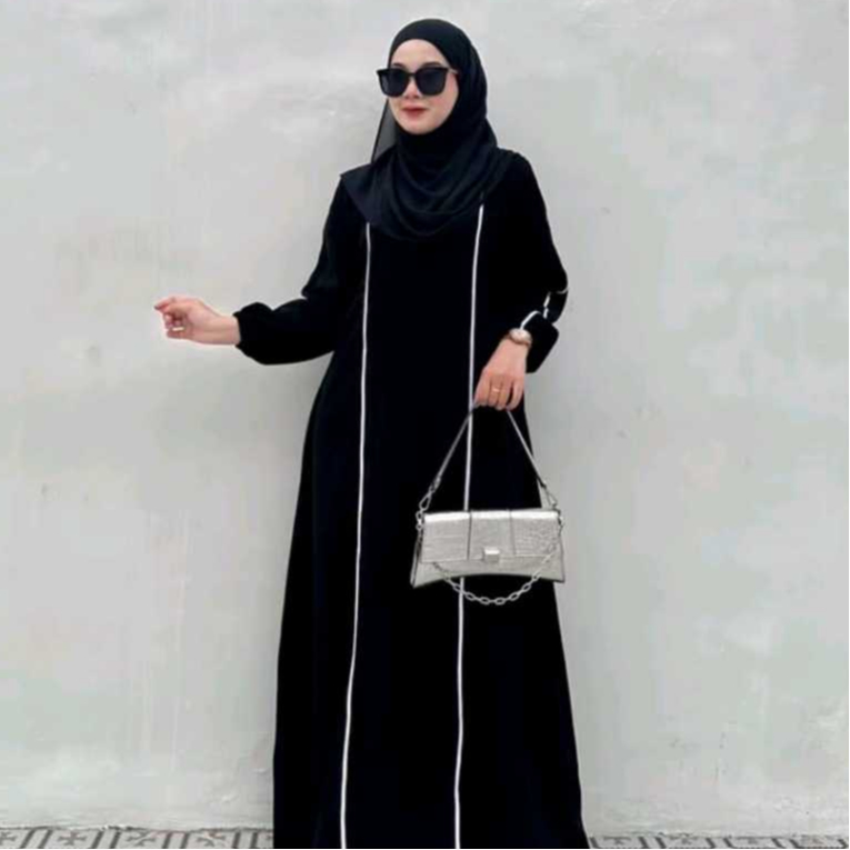 New Gamis Abaya Remaja Abaya Simple Elegan Aksen Lis Abaya Terbaru | Gamis Abaya Muslimah Bahan Crin