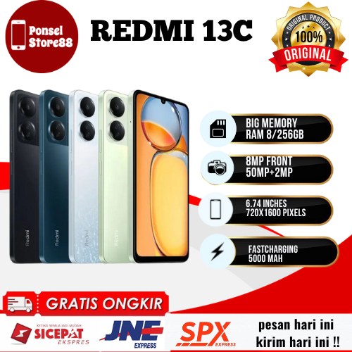 XIAOMI REDMI 13C RAM 8/256GB  (❤️ PROMO❤️ ) NEW FULLSET SEGEL  GARANSI 1 TAHUN