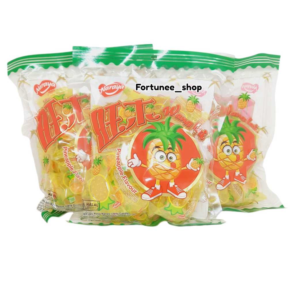 

Naraya Wang Lai 400 gr / Pineapple Flavour Candy / Jelly Permen Nanas Lebaran