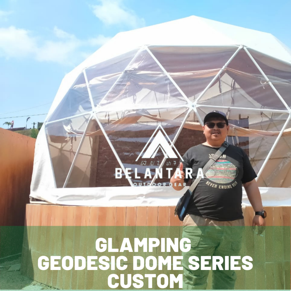 Tenda Glamping Geodesic Dome Mewah Luxury diameter 6 meter Bahan Membrane Penginapan Resort